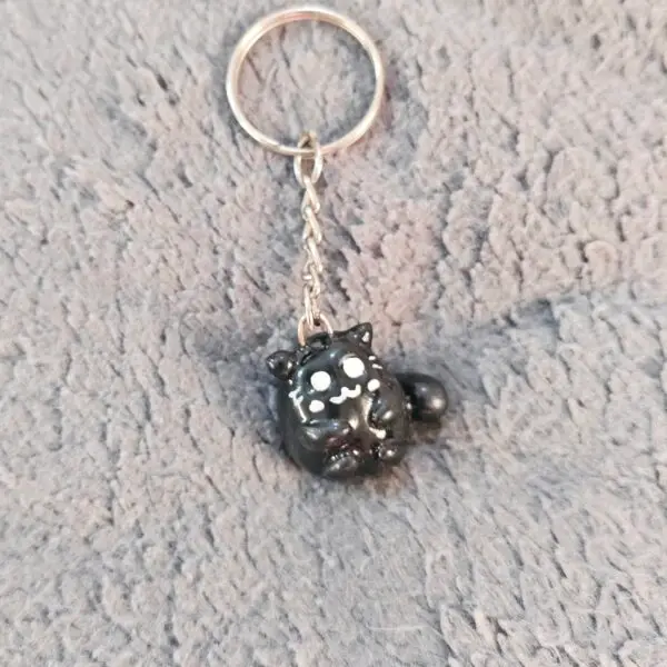 Tiny Black Cat Keychain